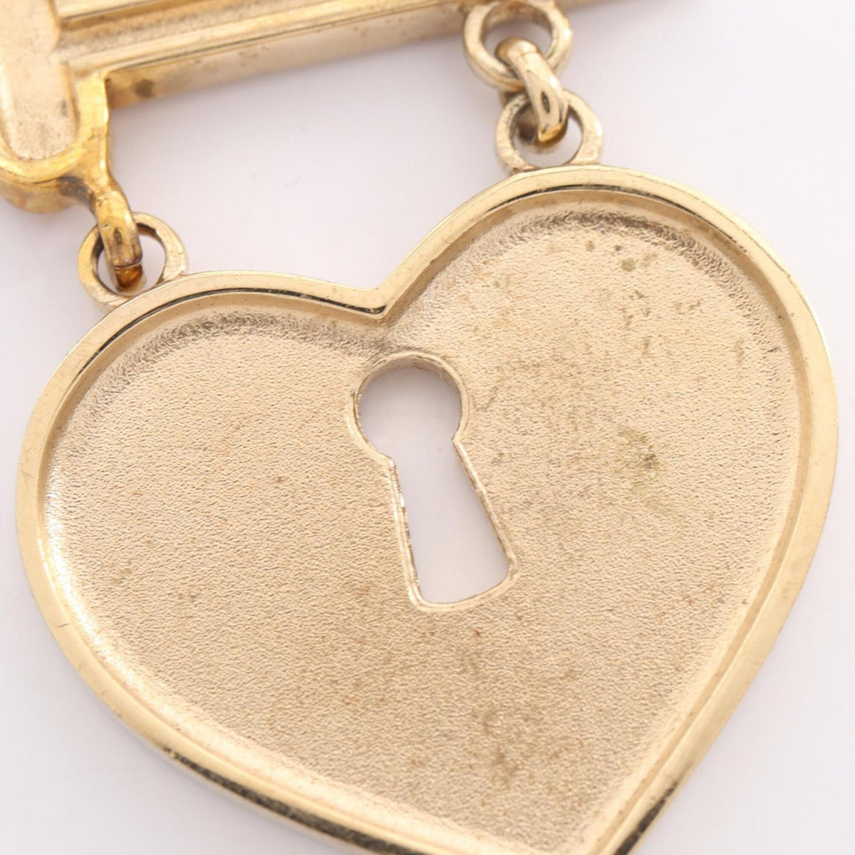 CC Logo Heart Lock Brooch Metal