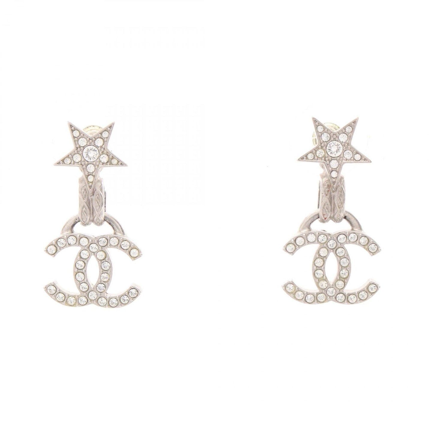 CC Logo Star Earrings Silver-Tone Metal
