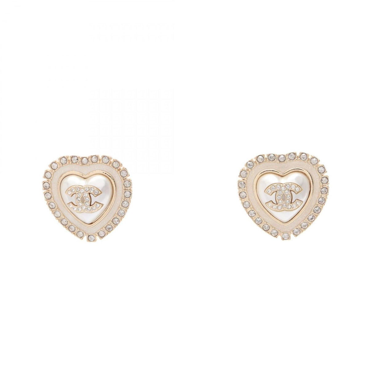 CC Logo Heart Earrings Metal Gold-Tone Metal