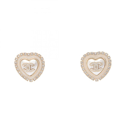 CC Logo Heart Earrings Metal Gold-Tone Metal