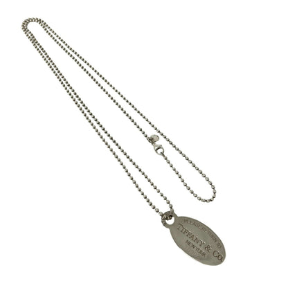 Oval Tag Pendant Necklace Sterling Silver