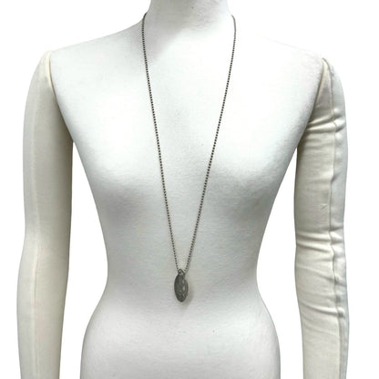 Oval Tag Pendant Necklace Sterling Silver