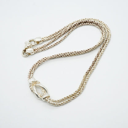 Center Knot Double Rope Pendant Necklace Sterling Silver