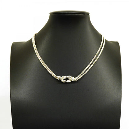 Center Knot Double Rope Pendant Necklace Sterling Silver