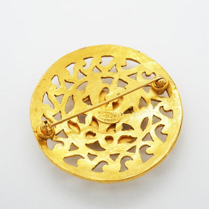 CC Logo Circle Brooch Metal