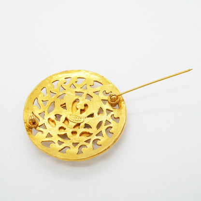 CC Logo Circle Brooch Metal