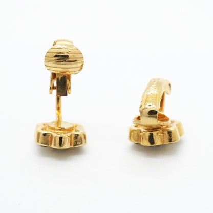Rhinestone Clip-On Earrings Gold and Rhinestone