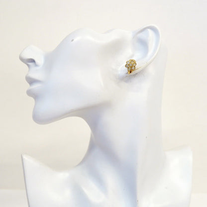 Rhinestone Clip-On Earrings Gold and Rhinestone