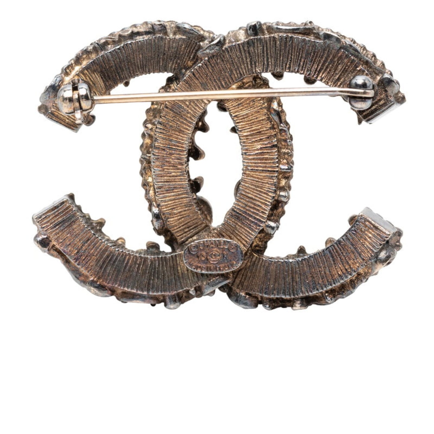 CC Logo Brooch Gold-Tone Metal
