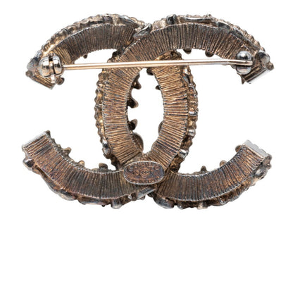 CC Logo Brooch Gold-Tone Metal