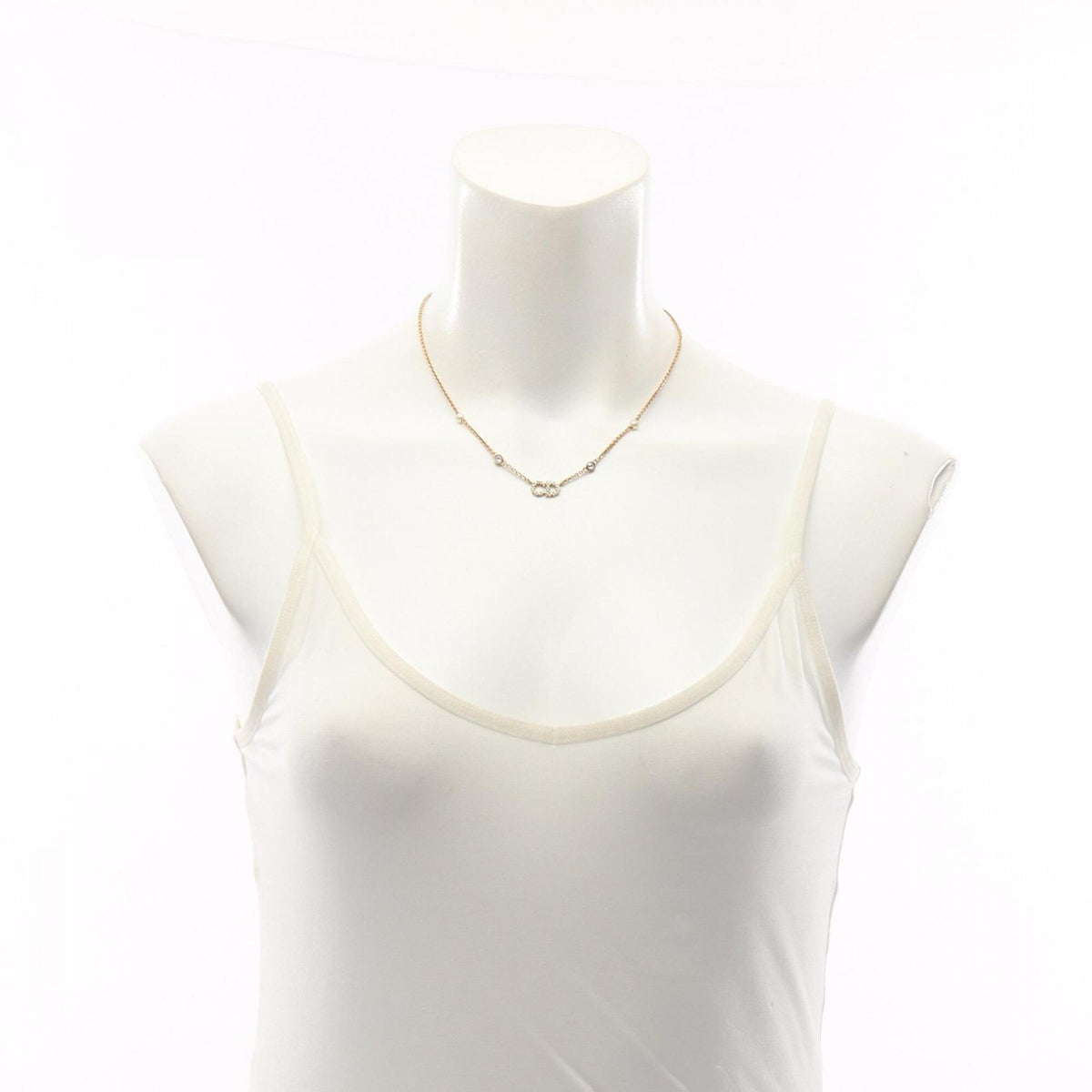 Pendant Necklace Artificial Pearl and Gold and Rhinestone