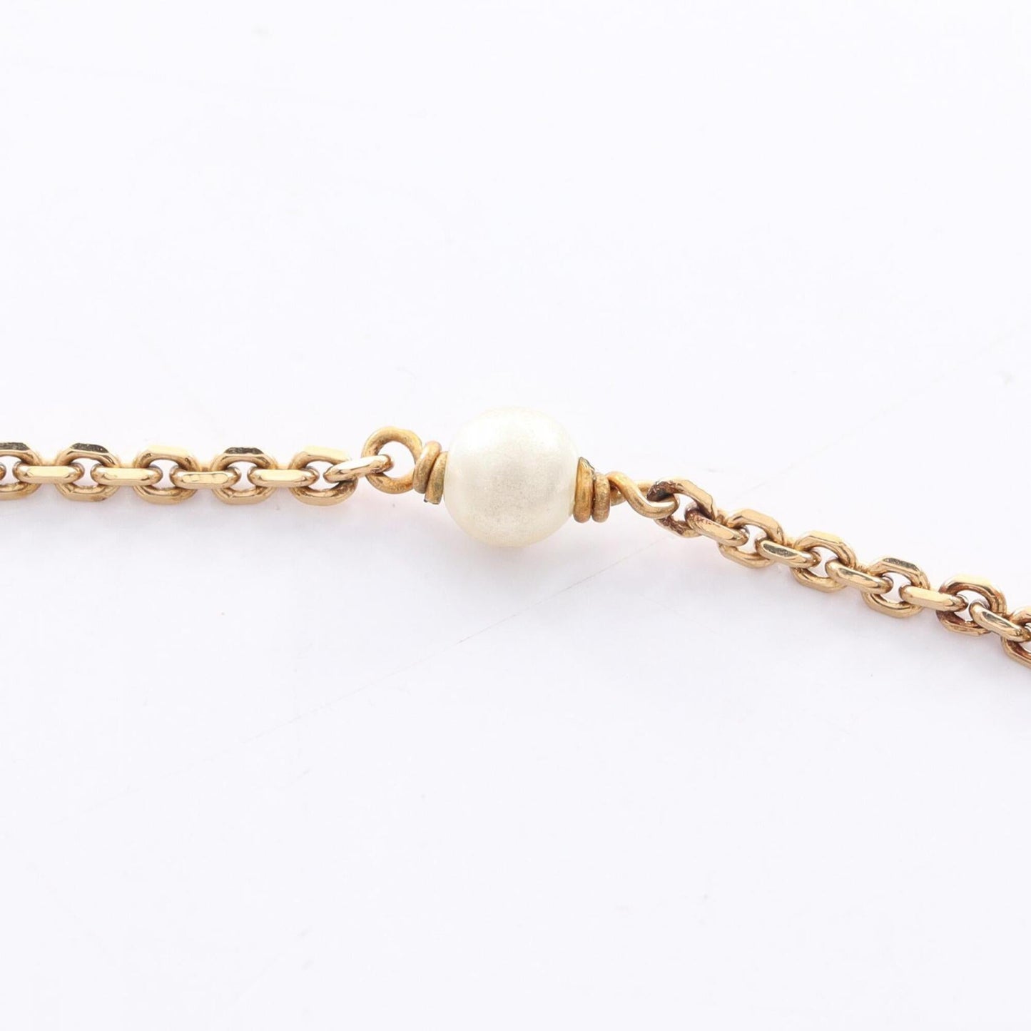 Pendant Necklace Artificial Pearl and Gold and Rhinestone