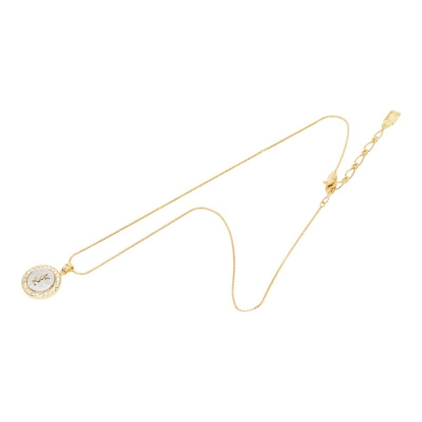 YSL Pendant Necklace Gold and Silver Plated Rhinestone
