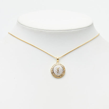 YSL Pendant Necklace Gold and Silver Plated Rhinestone