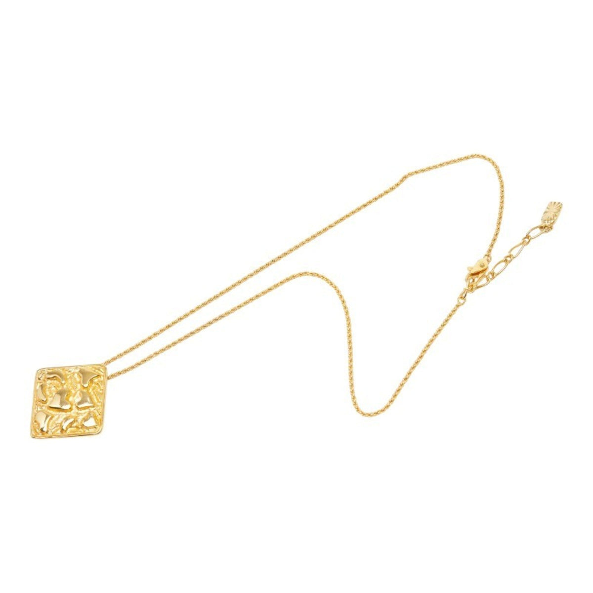 Heart Square Chain Pendant Necklace Gold Plated