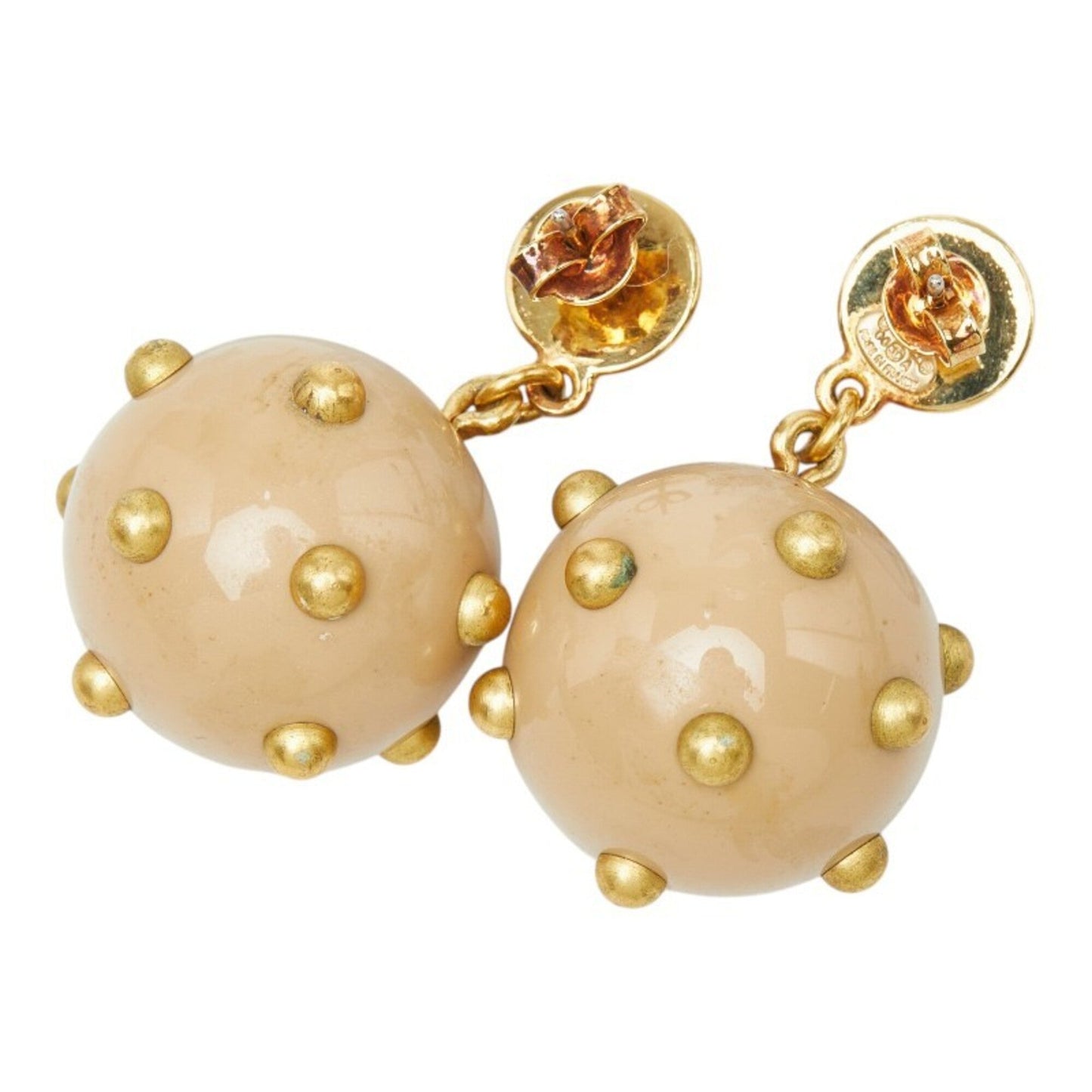 CC Logo Stud Ball Earrings Gold-Tone Metal