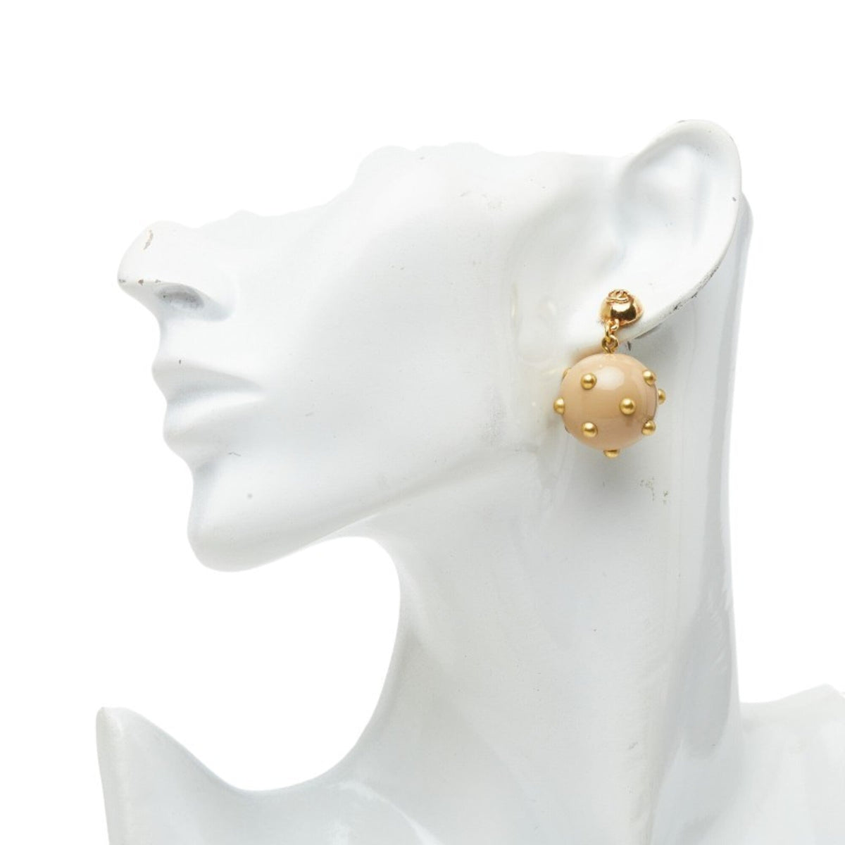 CC Logo Stud Ball Earrings Gold-Tone Metal