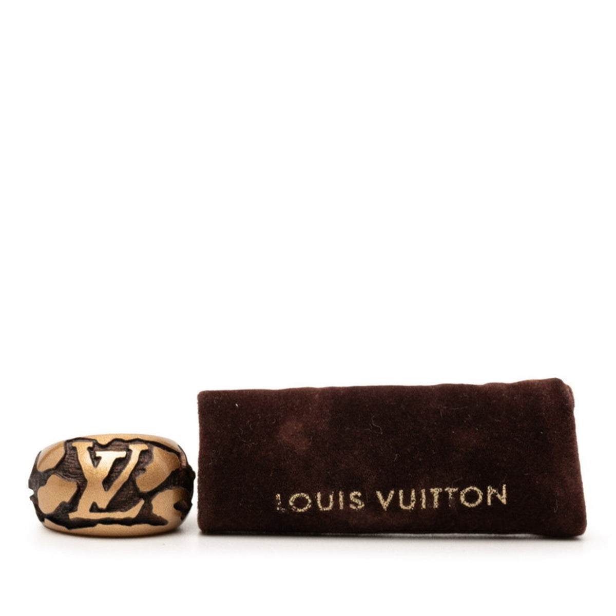 Band Ring Brown Wood and Metallic Gold