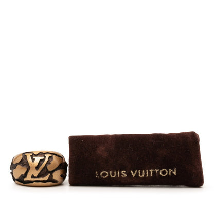 Band Ring Brown Wood and Metallic Gold