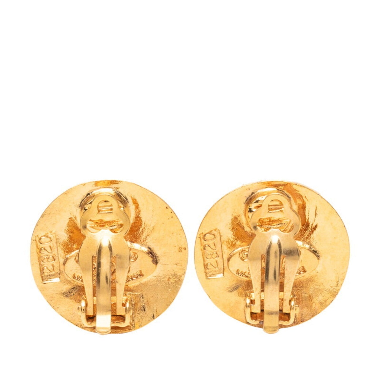 CC Logo Round Clip-On Earrings Metal Gold-Tone Metal