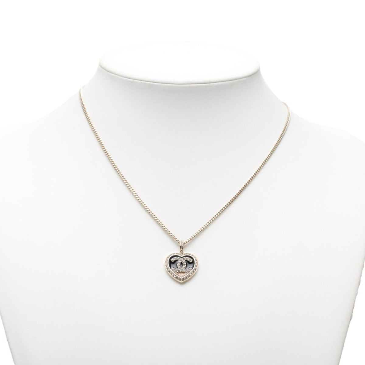 CC Logo Heart Pendant Necklace Gold-Tone Metal
