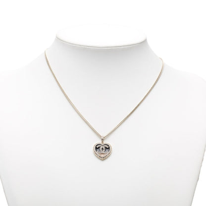 CC Logo Heart Pendant Necklace Gold-Tone Metal