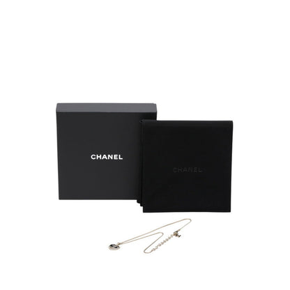 CC Logo Heart Pendant Necklace Gold-Tone Metal