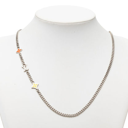 Monogram Pendant Necklace Silver Metal