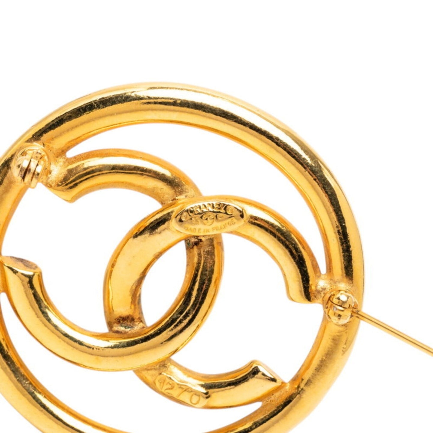 CC Logo Round Brooch Metal