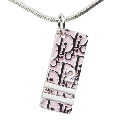 Trotter Plate Pendant Necklace Pink and Silver Metal