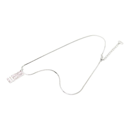 Trotter Plate Pendant Necklace Pink and Silver Metal