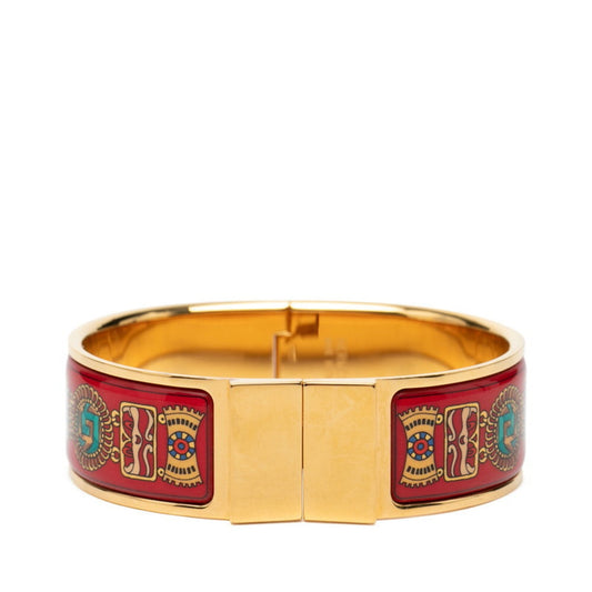 Loquet Bracelet Cloisonné Enamel Gold Red Multicolor
