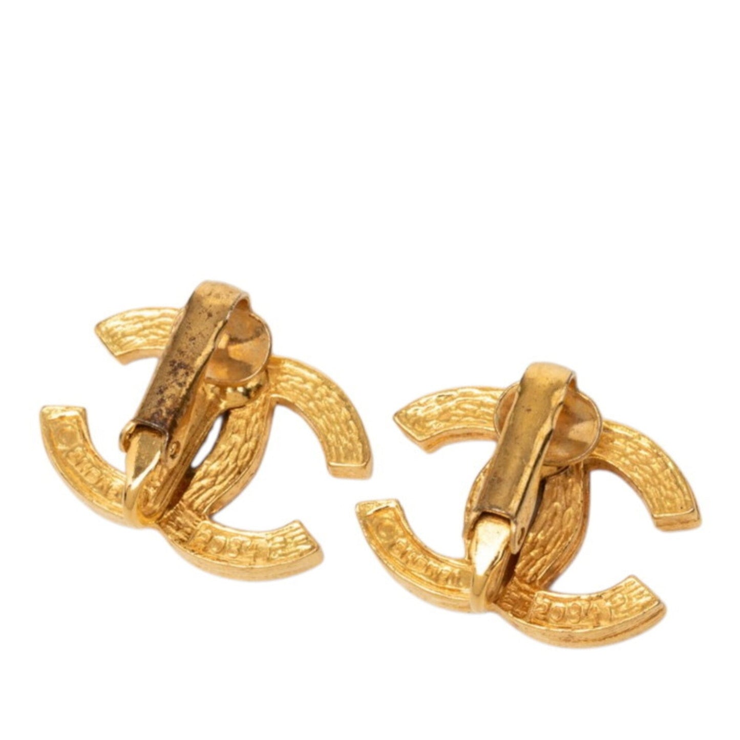 CC Logo Clip-On Earrings Gold-Tone Metal
