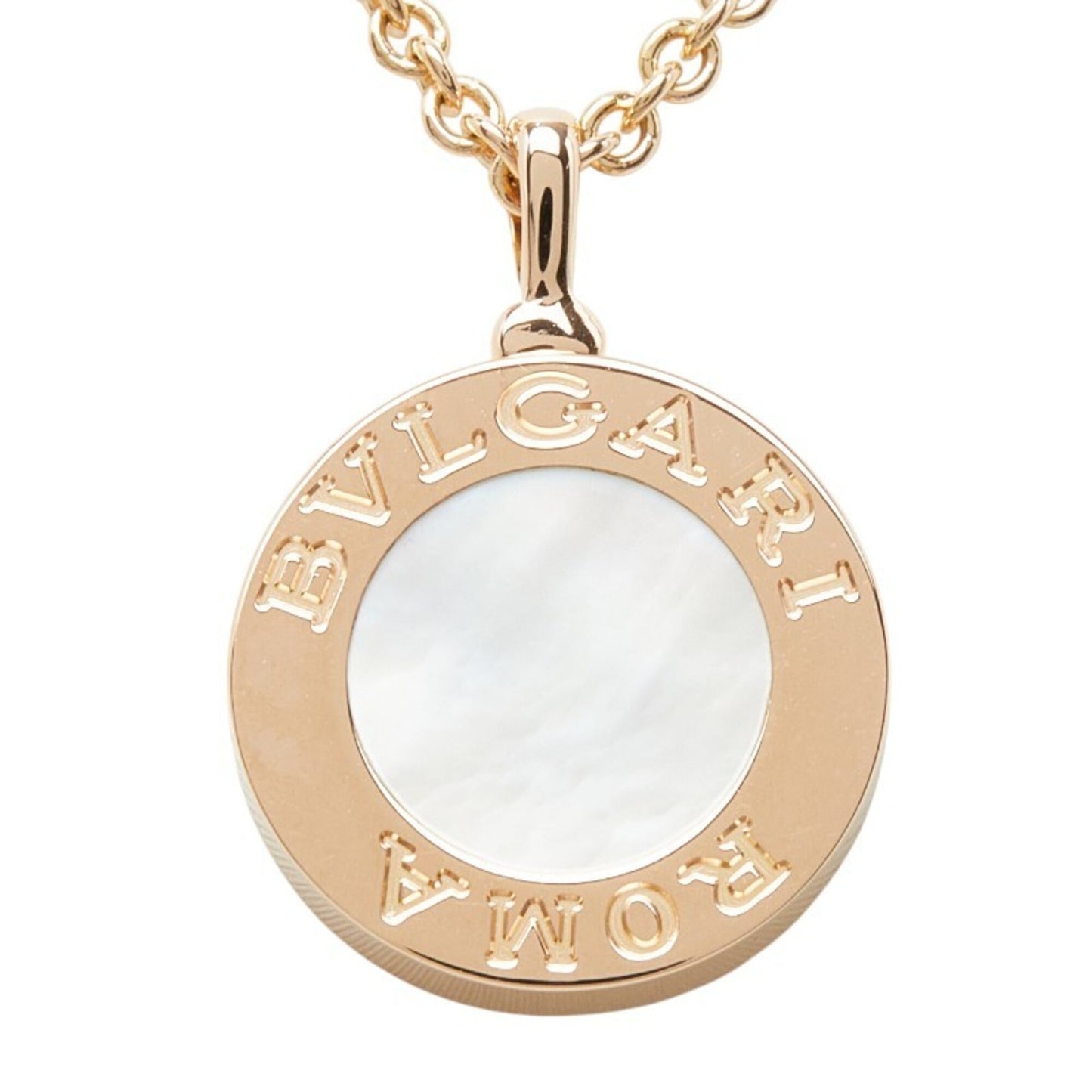 Pendant Necklace 18K Rose Gold and Shell with Diamond