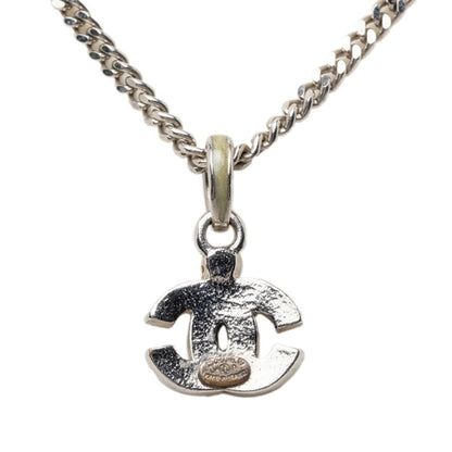 CC Logo Pendant Necklace Silver-Tone Metal