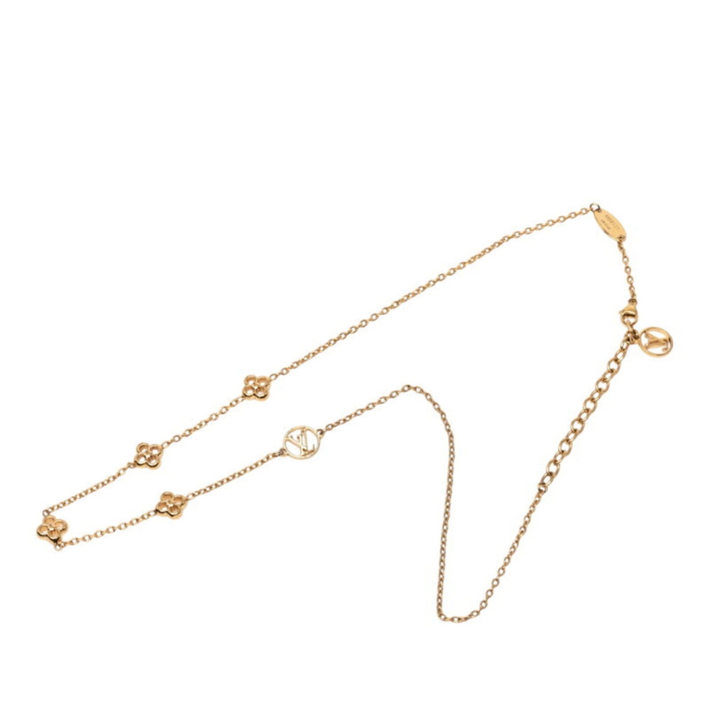 Monogram Flowerful Pendant Necklace Gold Plated