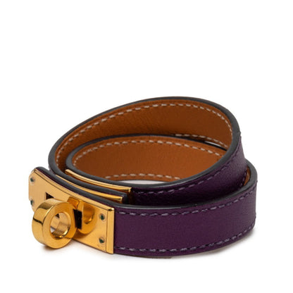 Kelly Double Tour Bracelet Swift Leather Gold Hardware Purple