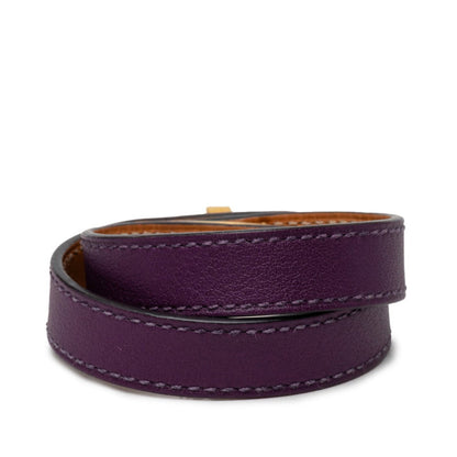Kelly Double Tour Bracelet Swift Leather Gold Hardware Purple