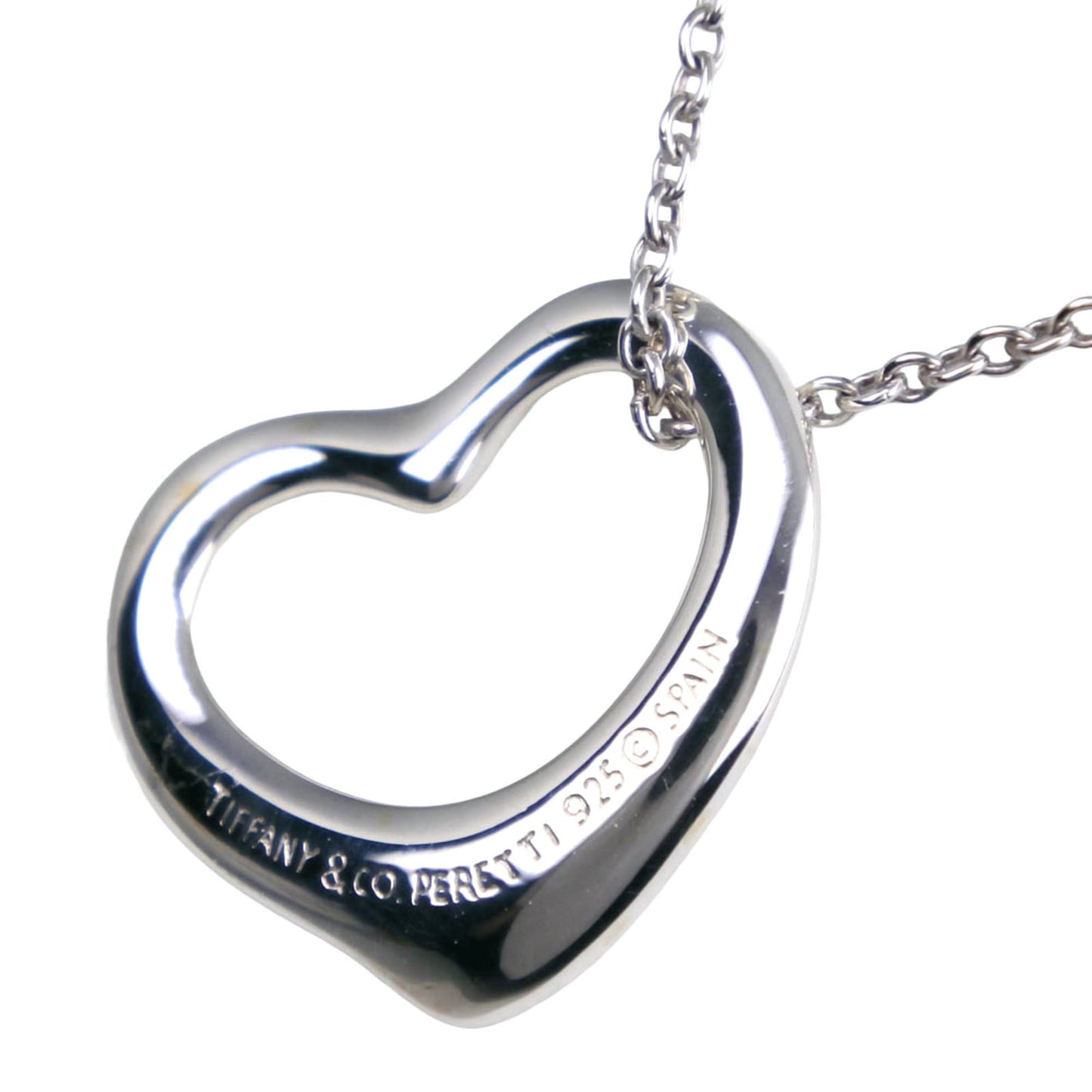 Open Heart Pendant Necklace Sterling Silver 13mm