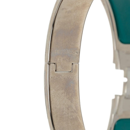Click H Bracelet Metal Green and Silver with Enamel