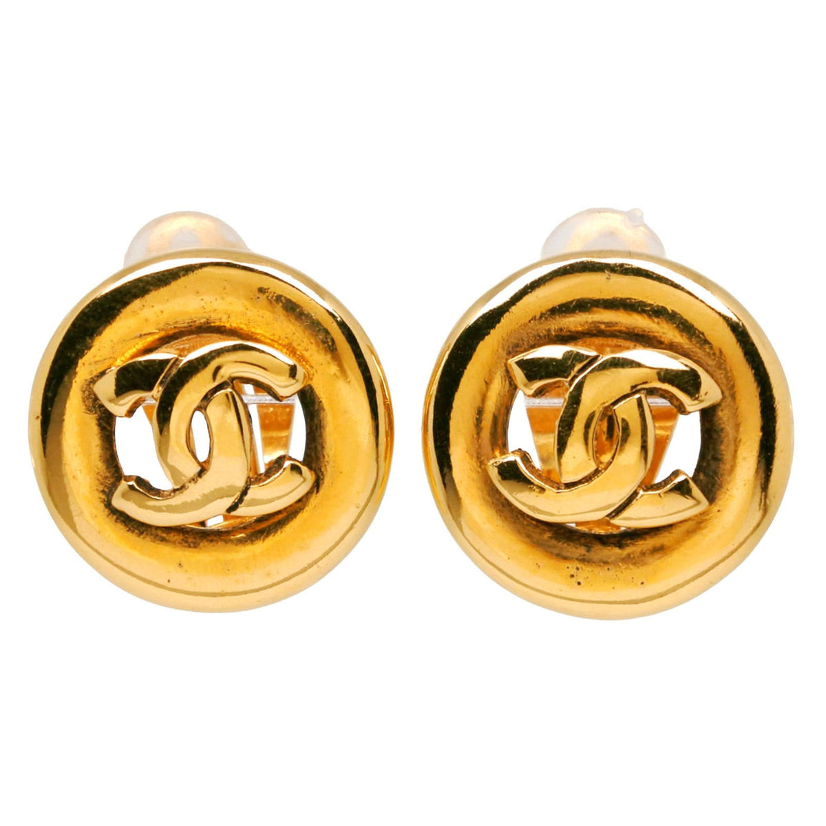 CC Logo Clip-On Earrings Metal Gold-Tone Metal