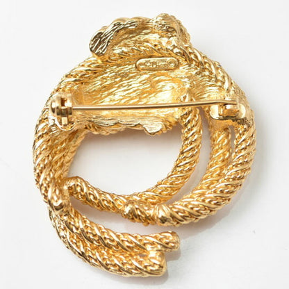 Twisted Rope Motif Brooch Gold