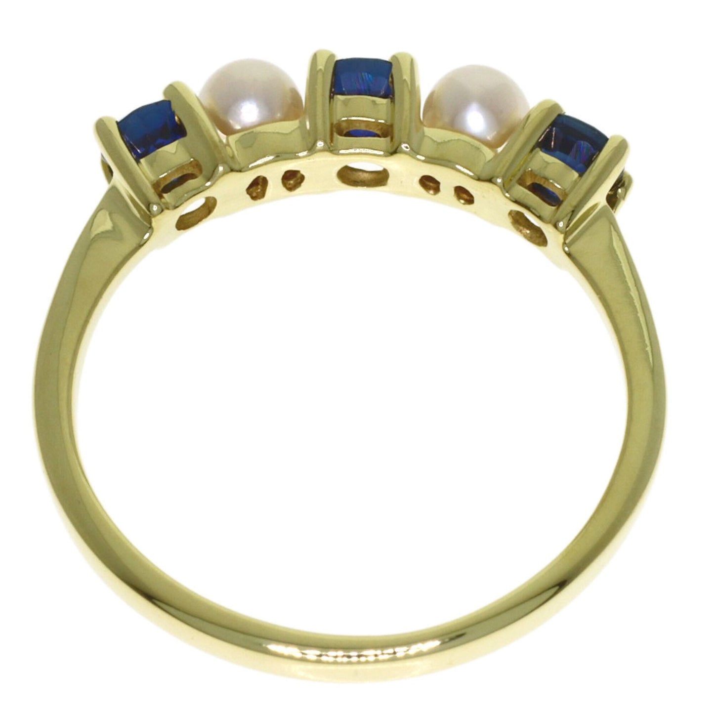 Ring 18K Yellow Gold With Pearl and Sapphire