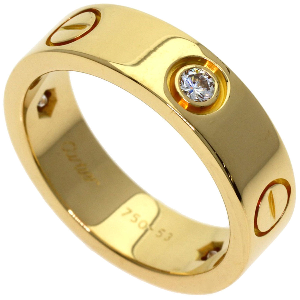 Ring 18K Yellow Gold with Half Diamond