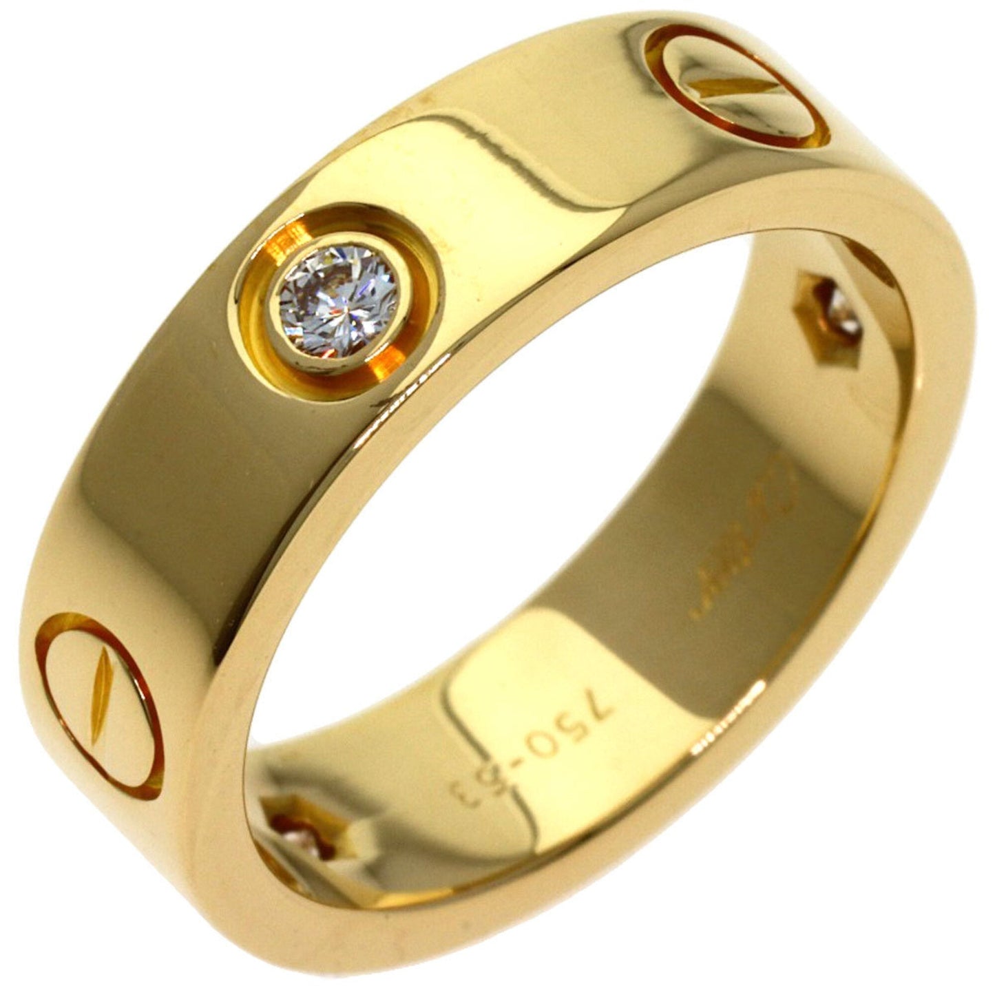 Ring 18K Yellow Gold with Half Diamond