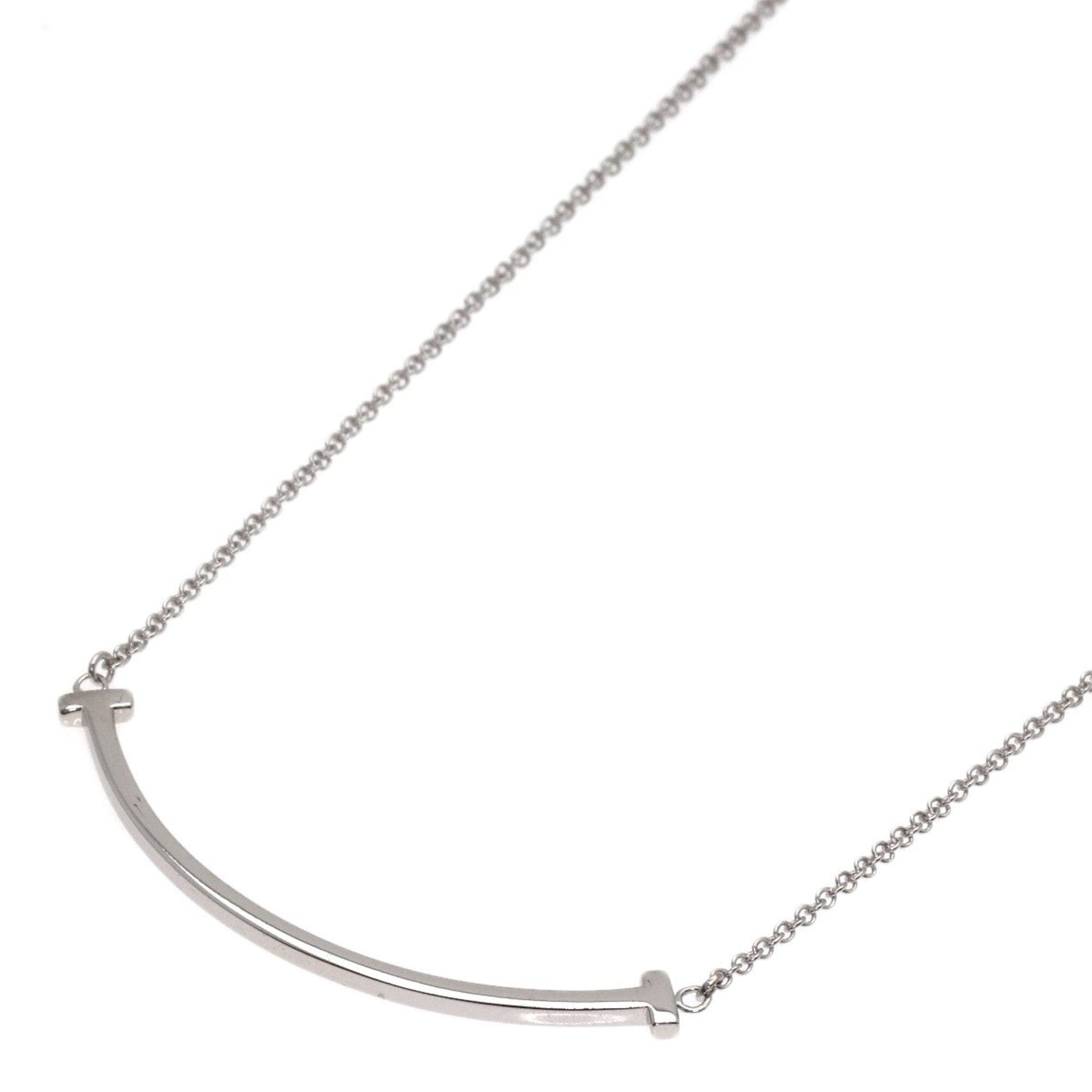 T Smile Pendant Necklace 18K White Gold