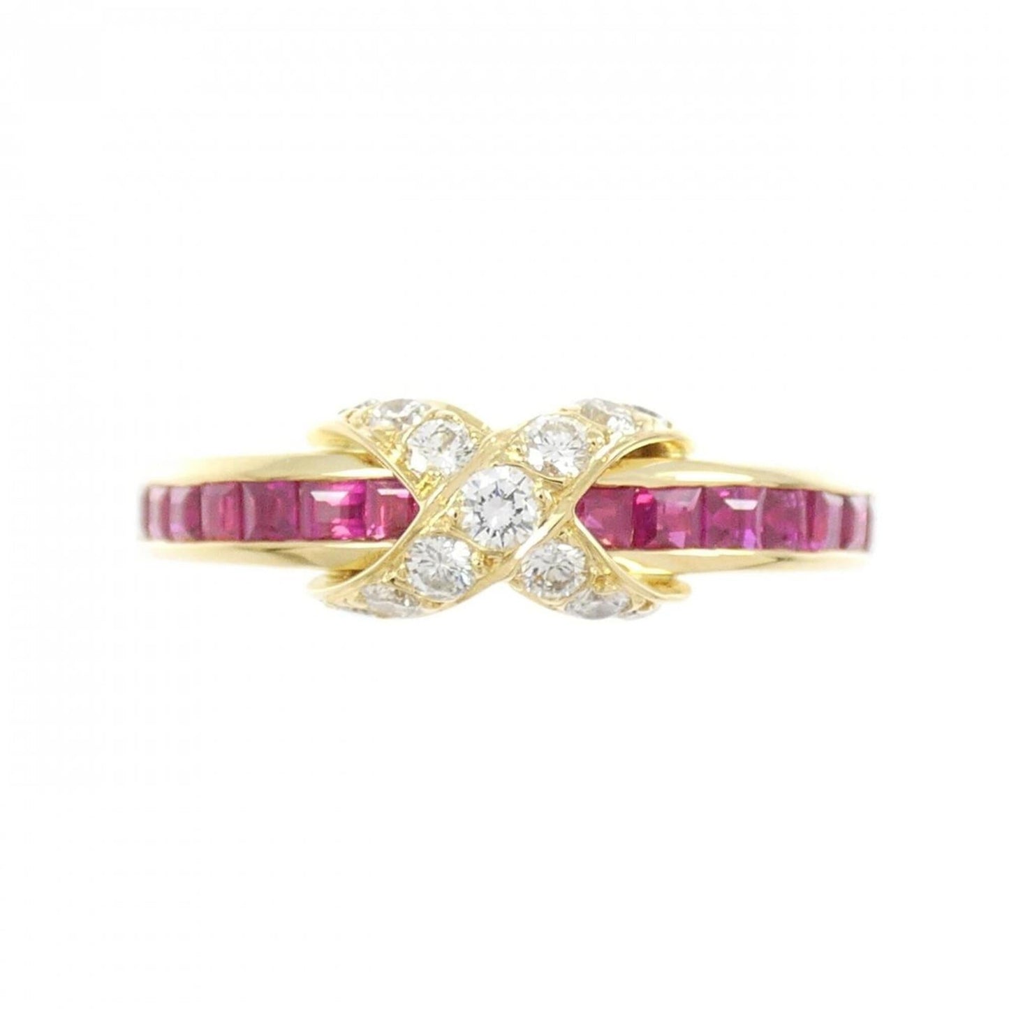 Ring 18K Yellow Gold with Diamond and Ruby