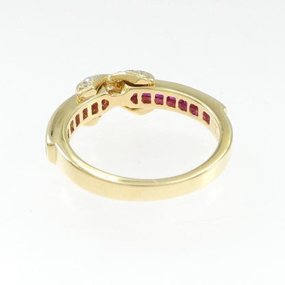 Ring 18K Yellow Gold with Diamond and Ruby