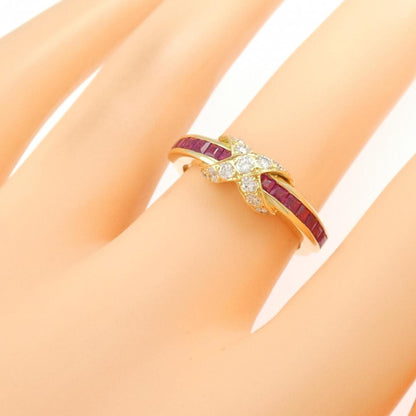 Ring 18K Yellow Gold with Diamond and Ruby
