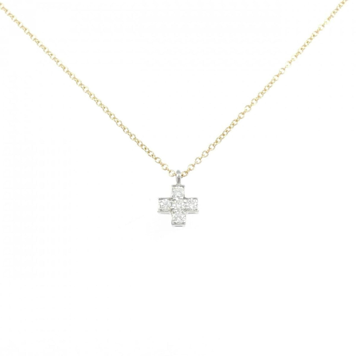 Pendant Necklace Platinum and 18K Yellow Gold with Diamond